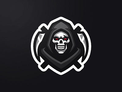 Grim Reaper Mascot Logo (Up for Sale) black death grim reaper mascot logo grimlogo hoodie logo mascot mascot logo reaper reaperlogo scythe skeleton skull logo