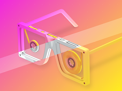 SUNGLASSETTES | 3D Model for Festival Poster 2d 3d beach brand branding cassette colorful design experimental festival gradient identity music summer sun