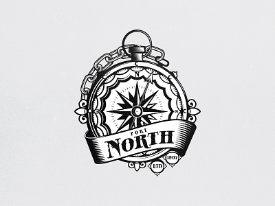 port North arrow chain compass ribbon