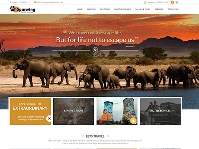 Client Spurwing: Website Mockup Draft 1 design safari south afirca tourism travel agency websitedesign