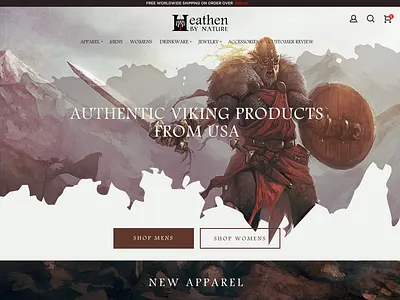 Heathen By Nature website new look! apparel clean tshirts web design