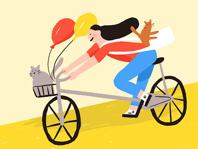Birthday girl balloons bike birthday cats girl