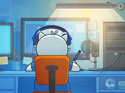 Drawing Pix cat cat drawing character computer light place table working place