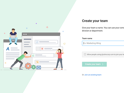 Create Team concept design illustrations onboarding