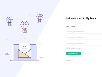 Invite Team Members concept design illustrations onboarding