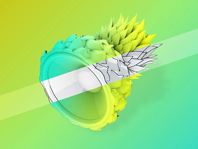 PINESPEAKER | 3D Model for Festival Poster 2d 3d beach brand branding colorful design experimental festival gradient identity music pineapple speaker summer