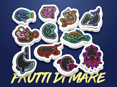 Frutti Di Mare - Stickers animals illustration lineart ocean stickers