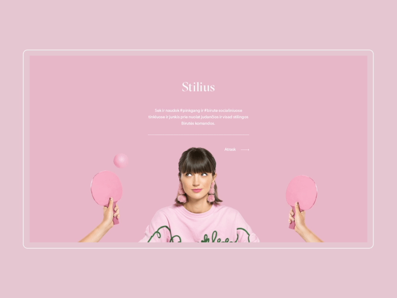 Birute website Interaction animation design interaction pink uiux web website