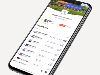 H19 Live Rounds app challlenge contest event golf leaderboard scoreboard scorecard ui