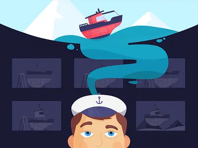 Storyboard 2d artic character illustration sailor ship simple storyboard