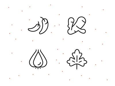 Spice icons cilantro icon food icons garlic icon geometric icons ginger icon herbs icons hot pepper icon iconography icons line icons outline icons spices icons