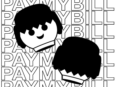 Pay my bill. black and white design graphic design illustration line art playmobil typogaphy