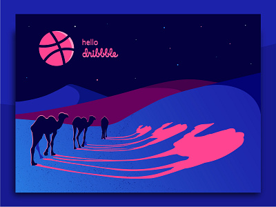 ADVentures in the desert adventures camel colors creativity debut desert dribbble dunes freelance illustrator malika favre night sand shadows shock stars