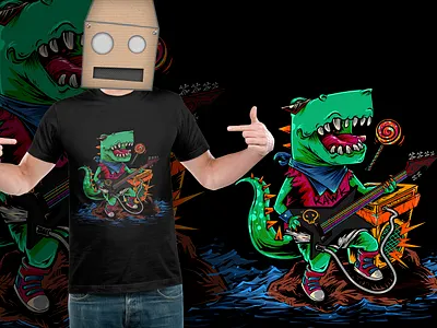 Baby Trex Guitar artwork baby guitar illustration musician t rex