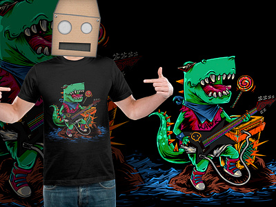 Baby Trex Guitar artwork baby guitar illustration musician t rex