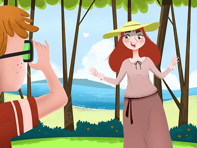 Looking Green adventure beach cartoon cartoon design cartoon illustration character art character design children book digital 2d illustration mother son