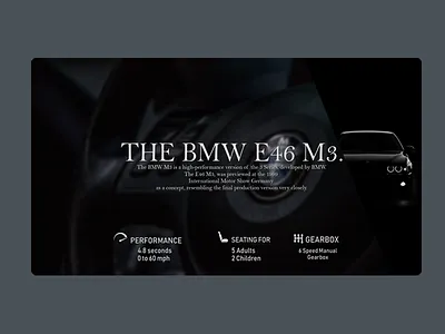 BMW E46 M3 Landing Page bmw branding cars design e46 m3 interface landing page ui user web