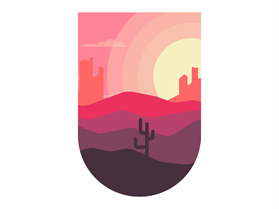 008 - A framed desert 365 project flat design illustration practice