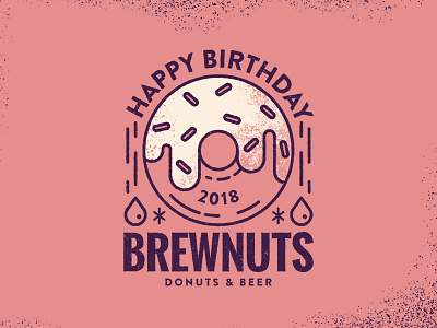 Brewnuts Birthday all the pretty colors badge beer birthday donut lettering lockup nathan walker texture