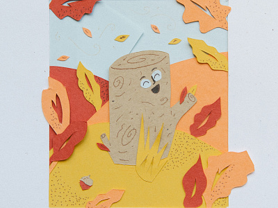 Sept. Paper Cut fall leaves paper paper cut stump tree