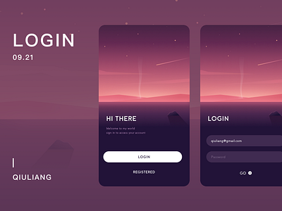 LOGIN cloud dusk flat login meteor smoke 创作的 插图 星 特征 设计