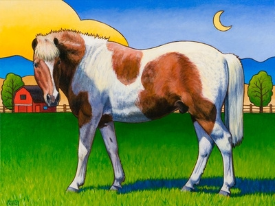 Patches, 20" x 16", acrylic on canvas horse illustration painting pony