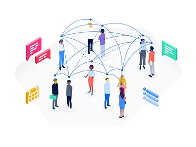 Illustration — "Events & Connections" agenda clean connect connection dots event events graphics illustration lines messages minimal space