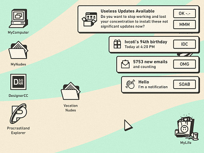 Dear notifications design desktop funny icon illustration like mac macintosh notification retro stroke ui ui ux vintage windows