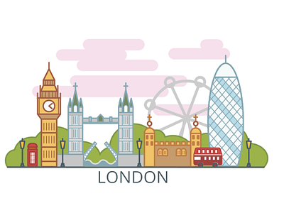 London big ben bigben buildings buses city colors design england flat illustration illustrator landscape london london bridge london bus london eye london tower london underground tower bridge uk