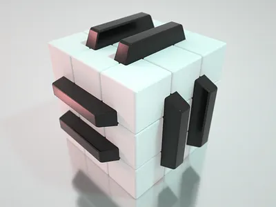 Rubik's cube Challenge black and white c4d cinema4d design illustration motion design motiongraphics octane octanerender piano rubiks cube