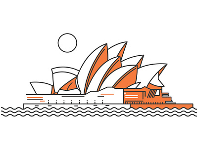 Sydney Opera House lineart minimalism minimalistic single color sydney