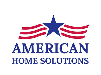 American Home Solutions Logo 2 blue branding design flag logo red stars typography vector