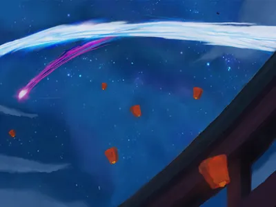 Kimi no na wa anime drawing illustration painting scenery