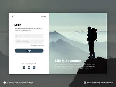 Simple Login Page by Alfian Imanuddin adobe illustrator design landing page design login login design login page minimal register sign up simple ui web design website