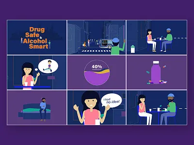 Opioid Overdose Style Frames 2danimation aniamtion charachter design graphic design graphics illustration motiongraphics style frame typography video