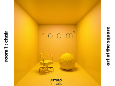 room 1 : chair // art of the square 3d animation artdirection artdirector branding chair cinema 4d design illustraiton illustration photoshop sequence square squares vector vray yellow