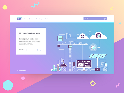 Freebie | Illustration page with illustration blue build design gradient illustration microsoft modern process ui uidesign uiux web website