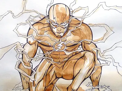 The Flash illustration tea art traditional media