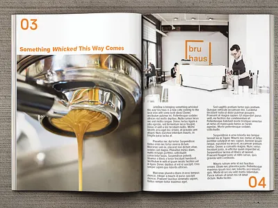 Bru Haus Magazine Spread branding cafe coffee design graphic design graphicdesign graphicdesigner logo magazine magazine ad magazinead mockup