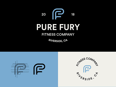 Pure Fury Fitness Logo Option 2 badge badge logo brand identity branding exercise fitness fury gym logo monoline pure weight lifting