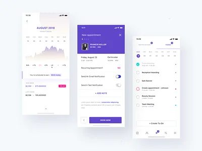 Hair salon app analytics animation cards chart checkout dashboard design icon landing page menu minimal mobile payment profile search todo typography webdesign website