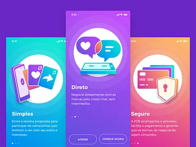 Onboarding Influencer App app brand color influencer marketing onboarding