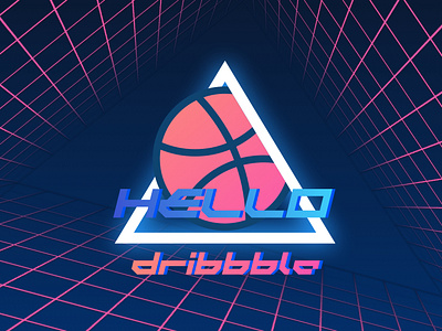 Hello Dribbble! 1986 hello illustration retro synthwave