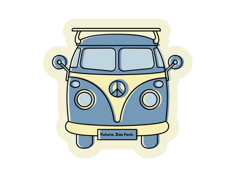 Futura Tribute - Volkswagen advertising after effects bus font futura headline illustator photoshop stickers typedesign typeface volkswagen