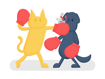 Cat vs Dog 2d animal boxing cat character cute design dog fight illustration vector