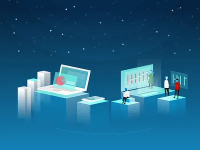 Digital Transformation digital transformation ecosystem gradients illustration people