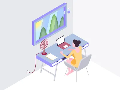 Smart Workspace Isometric Illustration 3d automatic isometric remote smarthome smarthouse smartroom smartthings workspace