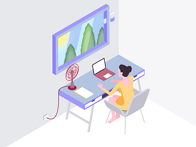 Smart Workspace Isometric Illustration 3d automatic isometric remote smarthome smarthouse smartroom smartthings workspace