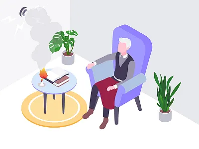 Intelligent Fire Alarm Isometric Illustration 2.5d 3d alarm automatic fire intelligent isometric remote smarthome smarthouse smartroom smartthings