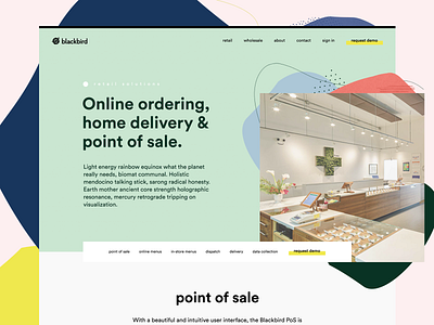 Blackbird clean green layout light pastel pos saas web design